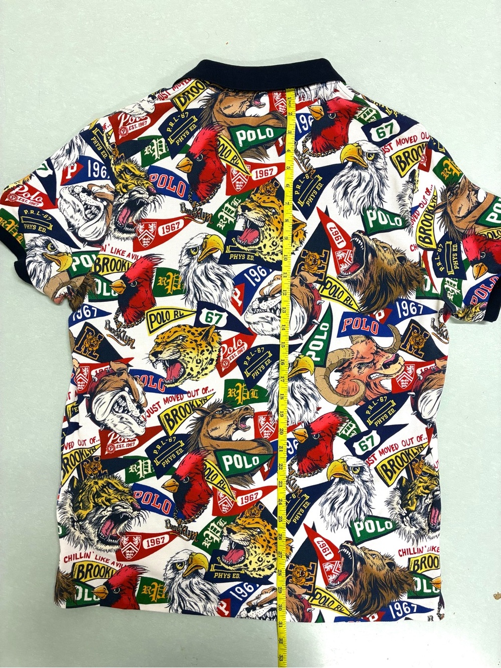 Polo Shirt by Ralph Lauren—Multicolor Graphic Polo Shirt—XL Custom Slim Fit - Picture 3 of 4
